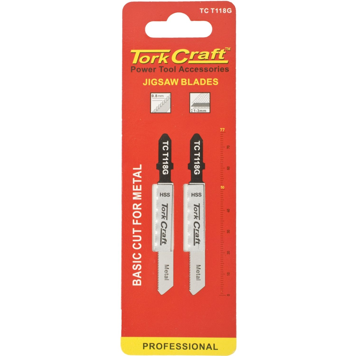 T-shank Jigsaw Blade For Metal .8mm 28tpi 75mm 2pc